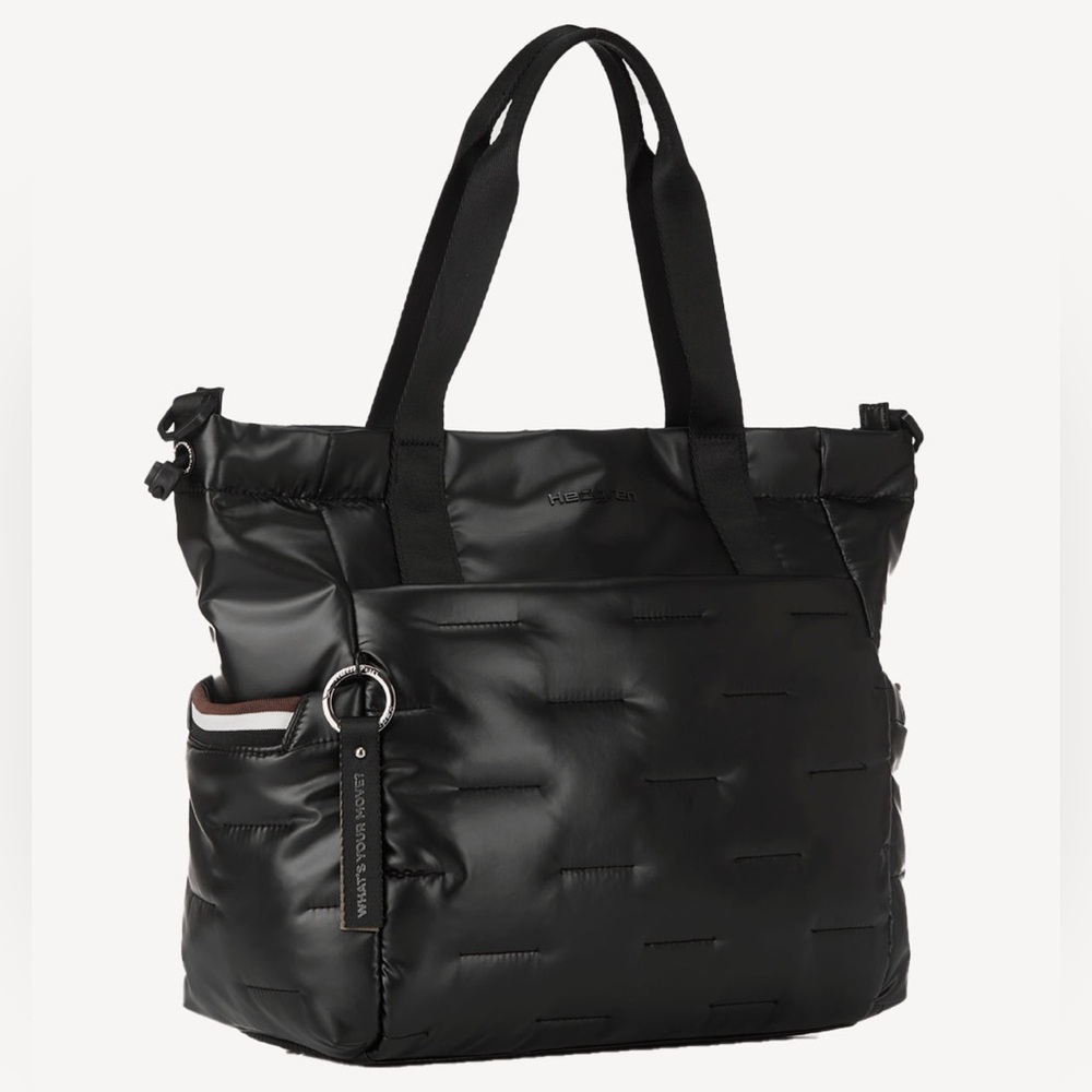 Hedgren Black Quilted Puffy Weekender Tote with Detachable Strap